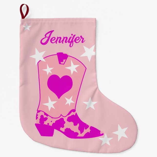 Grande Chaussette De Noël Démarrage d'une fille rose moderne (Devant)