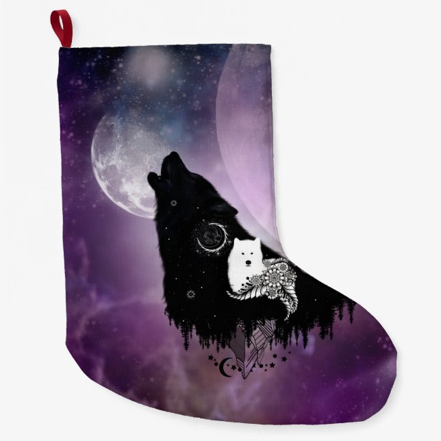 Grande Chaussette De Noël Des loups géniaux (Devant)