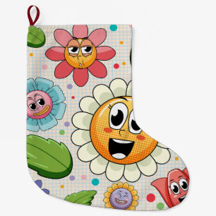 Grande Chaussette De Noël Design arrière - plan transparent avec fleurs colo