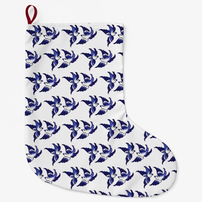 Grande Chaussette De Noël Design classique de Willow Birds (Devant)