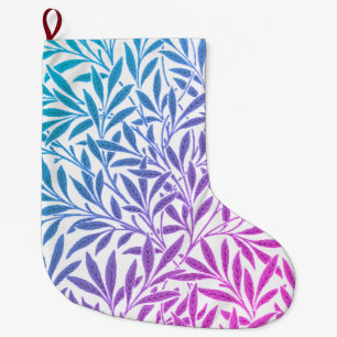 Grande Chaussette De Noël Design combiné couleur bleu et rose chic