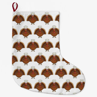 Grande Chaussette De Noël Dessin animé dinde de chef Thanksgiving