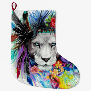Grande Chaussette De Noël Dessin d'art tableau représentant le lion