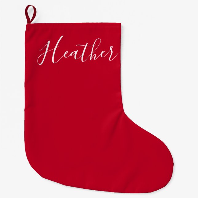 Grande Chaussette De Noël Destinataires Nom écrit rouge avec un script blanc (Devant)