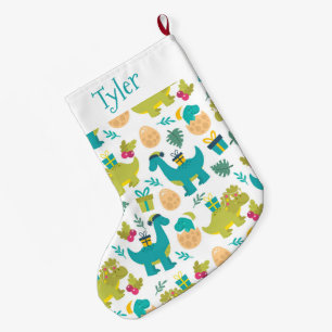 Grande Chaussette De Noël Dinosaure