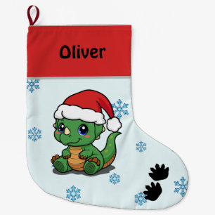Grande Chaussette De Noël Dinosaure de Noël personnalisé Stocker