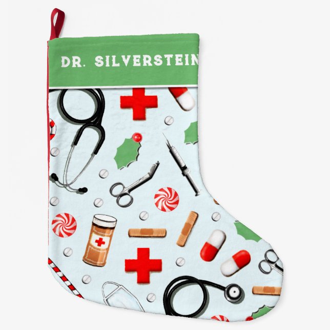 Grande Chaussette De Noël Docteur Holiday Cadeau (Devant)