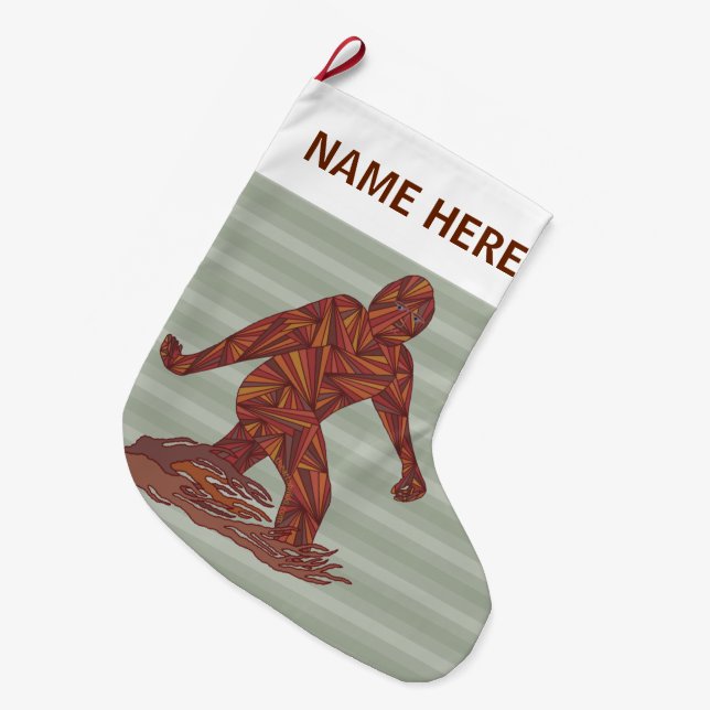 Grande Chaussette De Noël Double de marche de Bigfoot Sasquatch le grand a (Devant (Accrochage))