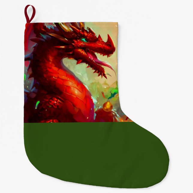 Grande Chaussette De Noël Dragon de Noël 1 (Devant)