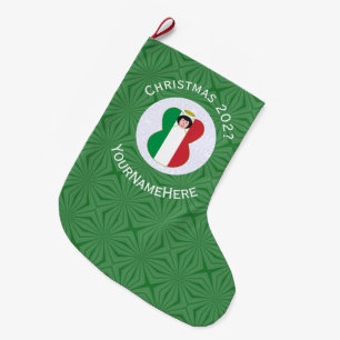 Grande Chaussette De Noël Drapeau Angel italien pour Noël