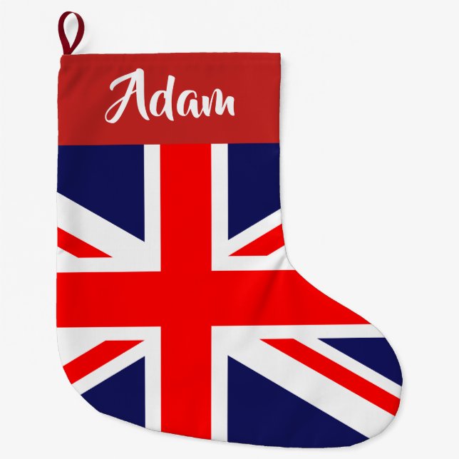 Grande Chaussette De Noël Drapeau britannique personnalisable (Devant)