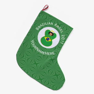 Grande Chaussette De Noël Drapeau d'ange de Noël brésilien Personnalisé