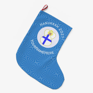Grande Chaussette De Noël Drapeau de Hanukkah d'ange finlandais personnalisé