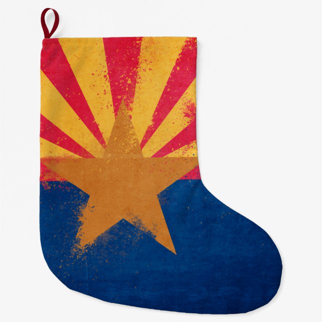 Grande Chaussette De Noël Drapeau de l'Arizona en détresse (Devant)