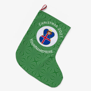 Grande Chaussette De Noël Drapeau de Noël personnalisé d'ange islandais