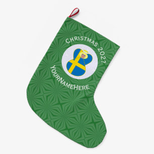 Grande Chaussette De Noël Drapeau de Noël personnalisé d'ange suédois