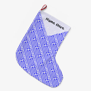 Grande Chaussette De Noël Drapeau grec Grèce Carrelé Noir Personnalisé