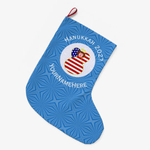 Grande Chaussette De Noël Drapeau personnalisé de Hanukkah d'ange USA