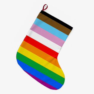 GRANDE CHAUSSETTE DE NOËL DRAPEAU PRIDE LGBTQ+ INCLUSIF