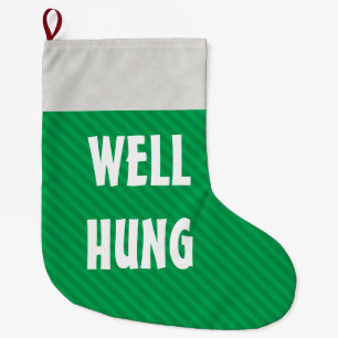 Grande Chaussette De Noël Drôle Bien Suspendu Bande Verte