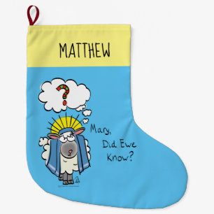 Grande Chaussette De Noël Drôle chrétien Noël mignon mouton