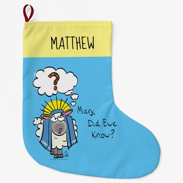 Grande Chaussette De Noël Drôle chrétien Noël mignon mouton (Devant)