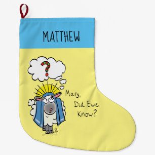 Grande Chaussette De Noël Drôle chrétien Noël mignon mouton
