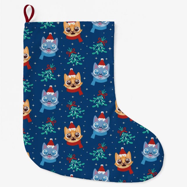 Grande Chaussette De Noël Drôle Motif de Noël (Devant)