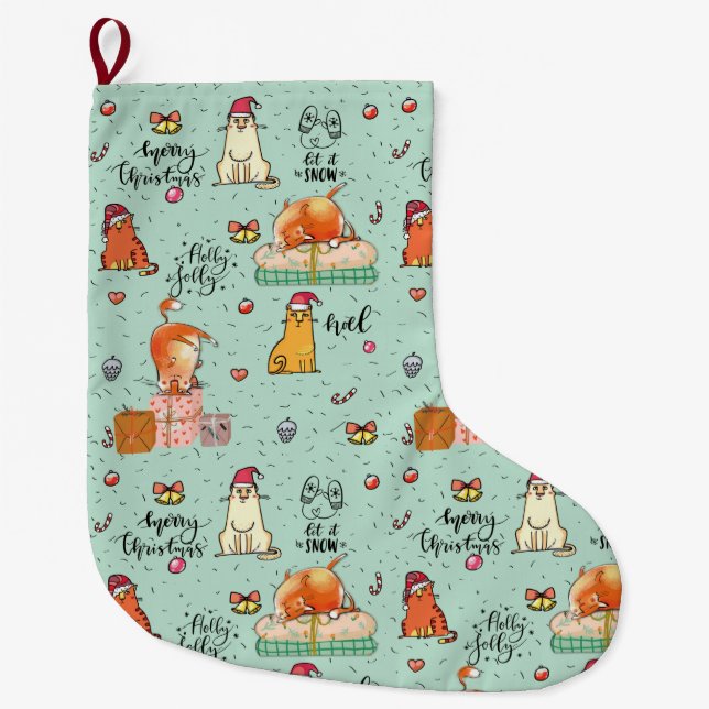 Grande Chaussette De Noël Drôle Motif de Noël (Devant)