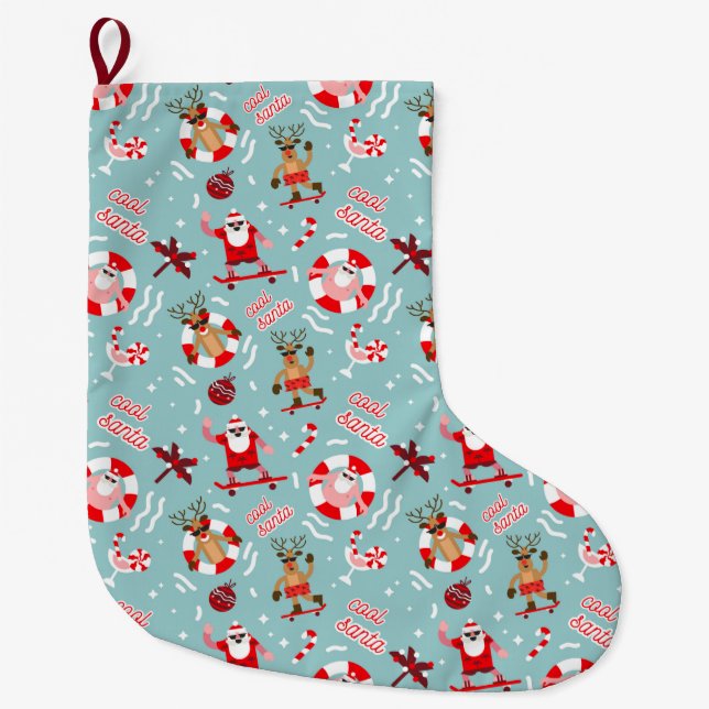 Grande Chaussette De Noël Drôle Motif de Noël (Devant)