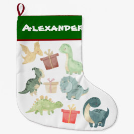 Grande Chaussette De Noël Échange de cadeaux de Noël Cute Dinosaur
