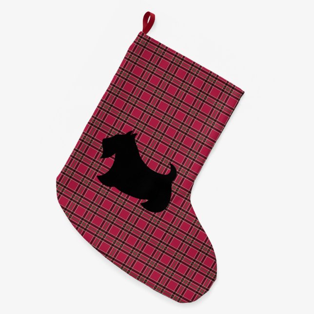 Grande Chaussette De Noël Écossais Terrier Noël Stocking (Devant (Accrochage))