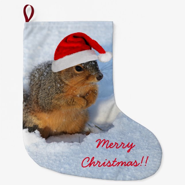 Grande Chaussette De Noël Écureuil de vacances (Devant)