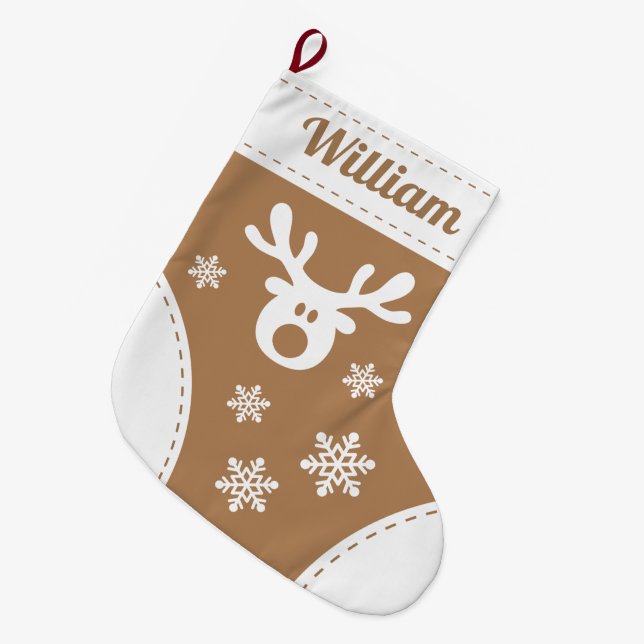 Grande Chaussette De Noël Élégant Reindeer Noël Stocker (Devant (Accrochage))