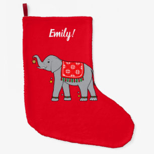 Grande Chaussette De Noël Eléphant habillé pour les fêtes