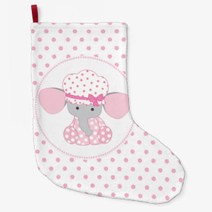 Grande Chaussette De Noël Éléphant rose de beau bébé