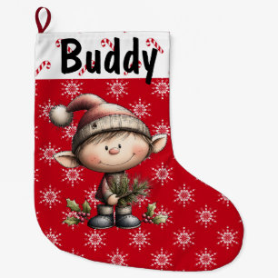 Grande Chaussette De Noël Elfe de Noël personnalisable