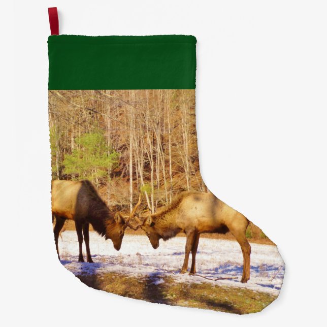 Grande Chaussette De Noël Elk dans la neige (Devant)
