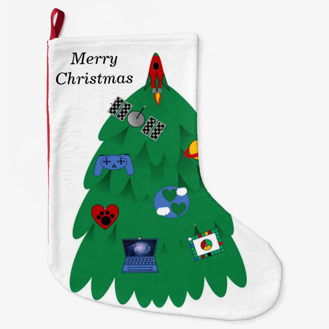 Grande Chaussette De Noël Espace Noël Stockage (Devant)