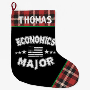 Grande Chaussette De Noël Étudiant à l'école d'économie Red Plaid