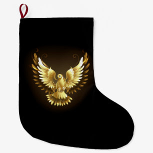 Grande Chaussette De Noël Faux Gold Foil Peace Dove en noir
