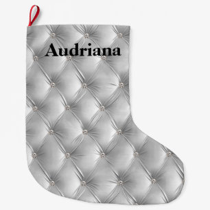 Grande Chaussette De Noël Faux velours gris doux et chaud