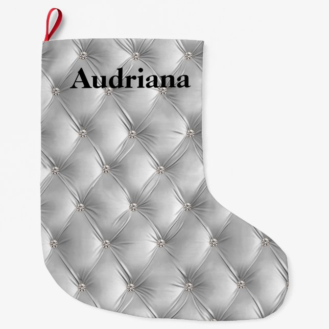 Grande Chaussette De Noël Faux velours gris doux et chaud (Devant)