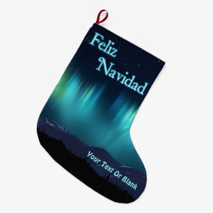 Grande Chaussette De Noël Feliz Navidad - Aurora Borealis