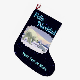 Grande Chaussette De Noël Feliz Navidad - Mama Nez Meilleur