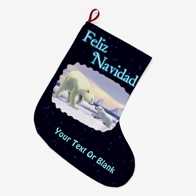 Grande Chaussette De Noël Feliz Navidad - Mama Nez Meilleur (Devant (Accrochage))