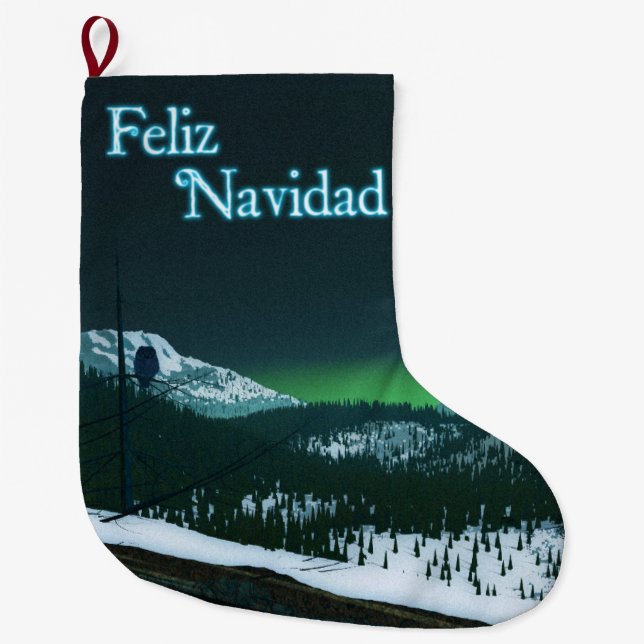 Grande Chaussette De Noël Feliz Navidad - Soirée silencieuse (Devant)