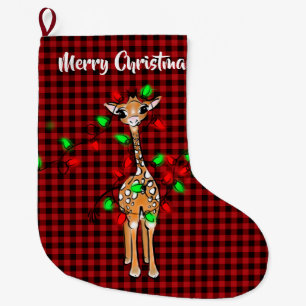 Grande Chaussette De Noël Festif Giraffe buffle plaid
