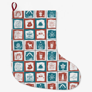 Grande Chaussette De Noël Festif Noël Avent Calender Carrelage mosaïque