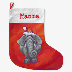 Grande Chaussette De Noël Festif Personnalisé Elephant Noël